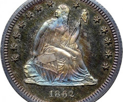 Монета Seated Liberty Quarter, ¼ долара 1862, США, США