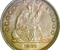 Монета Seated Liberty Quarter, ¼ долара 1860, США, США