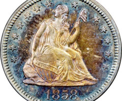 Монета Seated Liberty Quarter, ¼ долара 1858, США, США