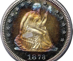 Монета Seated Liberty Quarter, ¼ долара 1873, США, США