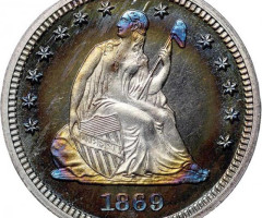 Монета Seated Liberty Quarter, ¼ долара 1869, США, США