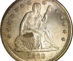 Монета Seated Liberty Quarter, ¼ долара 1868, США, США