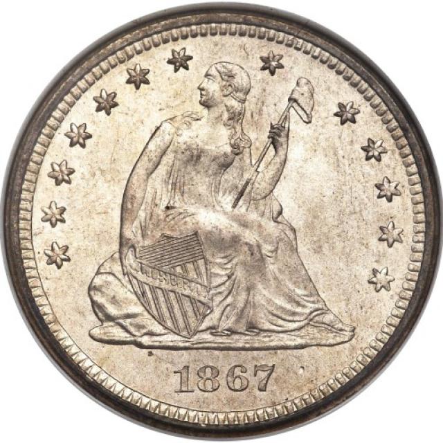 Монета Seated Liberty Quarter, ¼ долара 1867, США, США