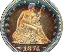 Монета Seated Liberty Quarter, ¼ долара 1874, США, США
