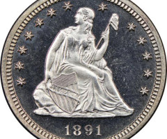 Монета Seated Liberty Quarter, ¼ долара 1891, США, США