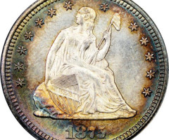 Монета Seated Liberty Quarter, ¼ долара 1875, США, США
