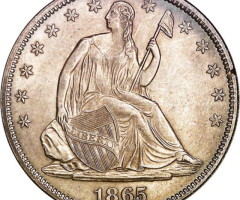 Монета Seated Liberty Half Dollar, ½ долара 1865, США, США