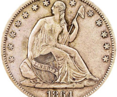 Монета Seated Liberty Half Dollar, ½ долара 1864, США, США