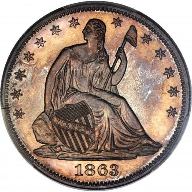 Монета Seated Liberty Half Dollar, ½ долара 1863, США, США