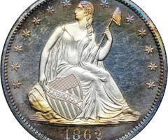 Монета Seated Liberty Half Dollar, ½ долара 1862, США, США