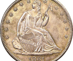 Монета Seated Liberty Half Dollar, ½ долара 1861, США, США