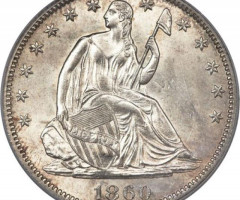 Монета Seated Liberty Half Dollar, ½ долара 1860, США, США