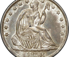 Монета Seated Liberty Half Dollar, ½ долара 1858, США, США