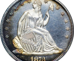 Монета Seated Liberty Half Dollar, ½ долара 1873, США, США