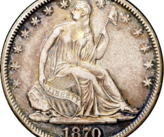 Монета Seated Liberty Half Dollar, ½ долара 1870, США, США