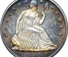 Монета Seated Liberty Half Dollar, ½ долара 1869, США, США