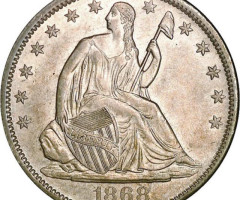 Монета Seated Liberty Half Dollar, ½ долара 1868, США, США