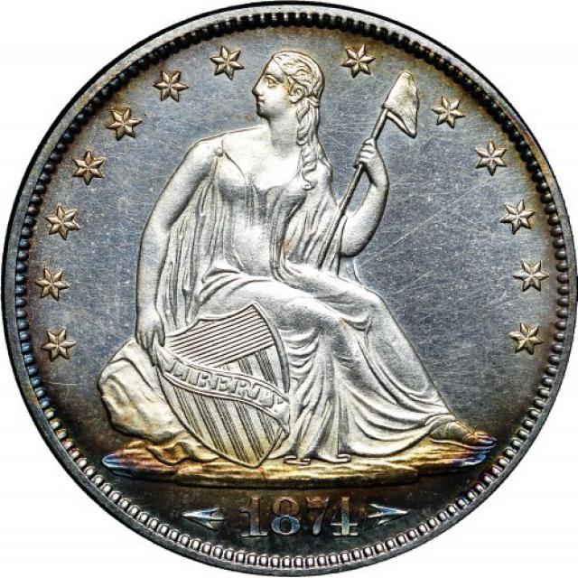 Монета Seated Liberty Half Dollar, ½ долара 1874, США, США