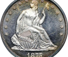 Монета Seated Liberty Half Dollar, ½ долара 1875, США, США
