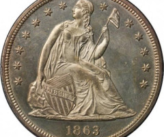 Монета Свобода, що сидить, 1 долар 1863, США, США