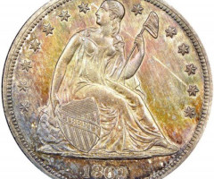Монета Свобода, що сидить, 1 долар 1862, США, США