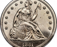 Монета Свобода, що сидить, 1 долар 1861, США, США