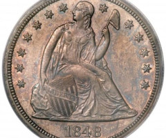 Монета Свобода, що сидить, 1 долар 1848, США, США