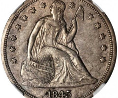 Монета Свобода, що сидить, 1 долар 1845, США, США