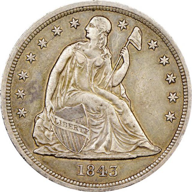 Монета Свобода, що сидить, 1 долар 1843, США, США