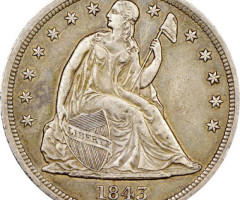 Монета Свобода, що сидить, 1 долар 1843, США, США
