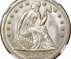 Монета Свобода, що сидить, 1 долар 1869, США, США