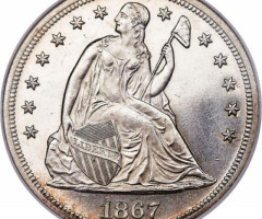 Монета Свобода, що сидить, 1 долар 1867, США, США