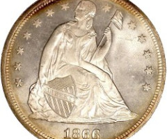 Монета Свобода, що сидить, 1 долар 1866, США, США