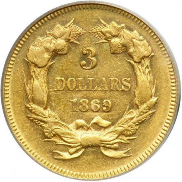 3 долара 1869, США, США