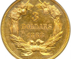 3 долара 1868, США, США
