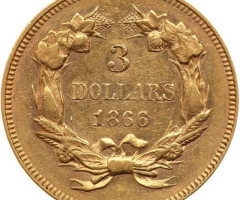 3 долара 1866, США, США
