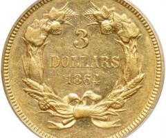 3 долара 1864, США, США