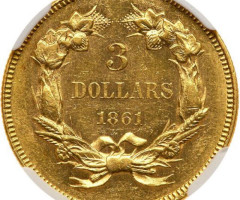 3 долара 1861, США, США