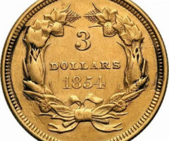 3 долара 1854, США, США