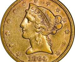 5 доларів 1864, США, США