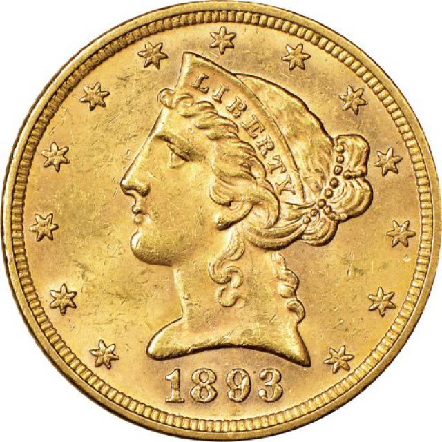 Монета Half Eagle, 5 доларів 1893, США, США