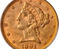 Монета Half Eagle, 5 доларів 1891, США, США