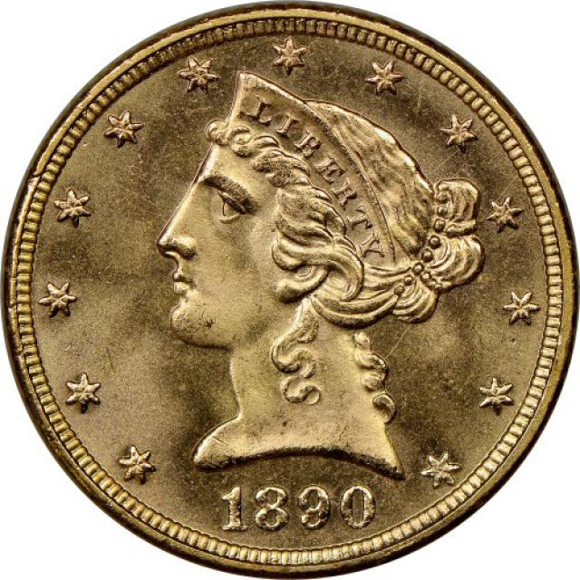 Монета Half Eagle, 5 доларів 1890, США, США
