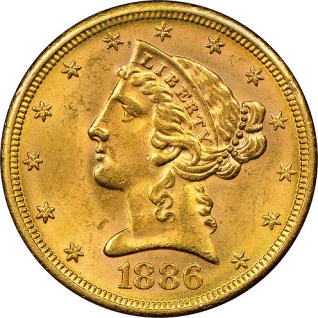 Монета Half Eagle, 5 доларів 1886, США, США