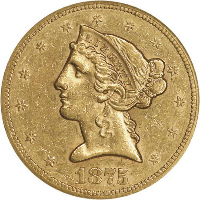 Монета Half Eagle, 5 доларів 1875, США, США