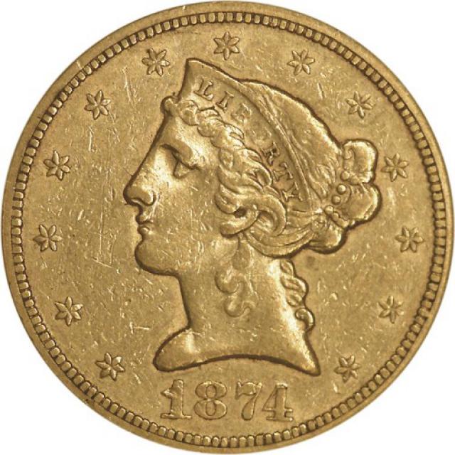 Монета Half Eagle, 5 доларів 1874, США, США