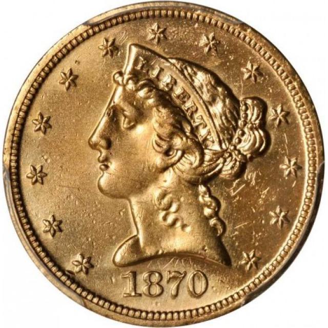 Монета Half Eagle, 5 доларів 1870, США, США