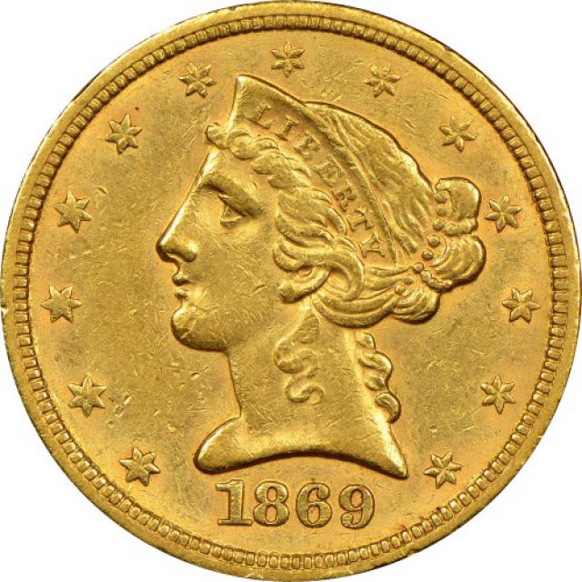 Монета Half Eagle, 5 доларів 1869, США, США