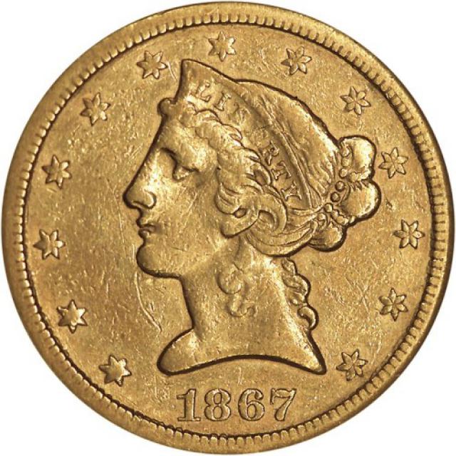 Монета Half Eagle, 5 доларів 1867, США, США