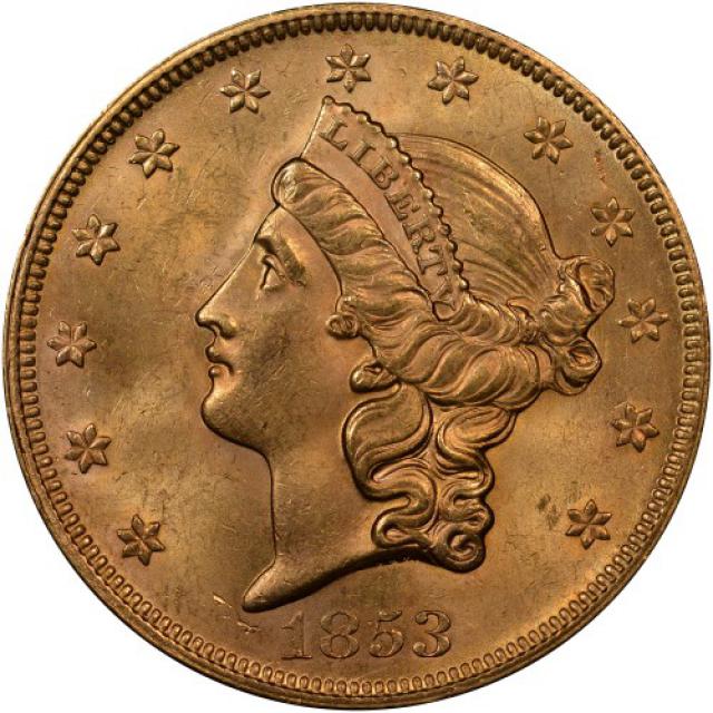 Монета Подвійний орел, 20 доларів 1853, США, США